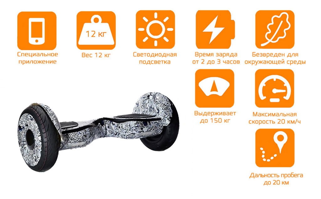 Гироскутер CARCAM 10.5 White Ice