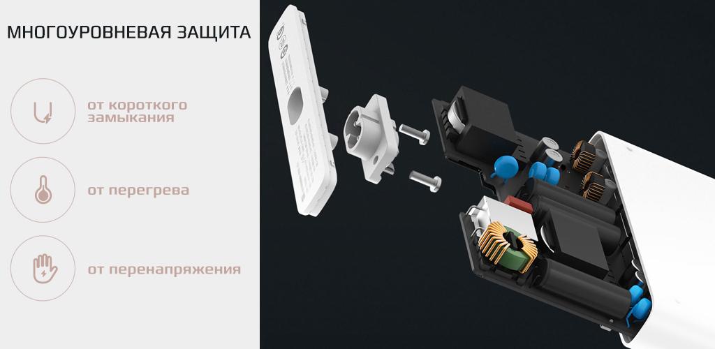 Зарядное устройство Xiaomi Millet USB 60W Fast Charger (CN) - Многоуровневая защита