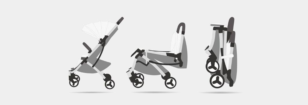 Xiaomi BEBEHOO START Lightweight Four-wheeled Stroller Конструкция позволяет сложить коляску за минимальное количество движений
