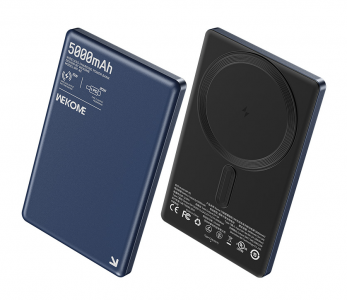 Купить Wekome Blade Ultra-Thin Magnetic Wireless Power Bank 15W 5000 mAh Type-C (WP-82) Blue