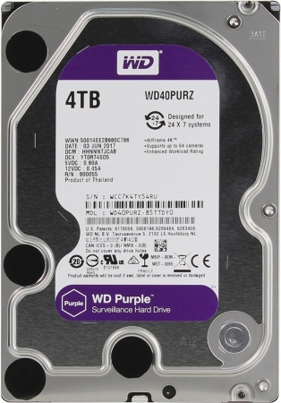 Купить Жесткий диск WD Purple WD40PURZ, 4ТБ, HDD, SATA III, 3.5"