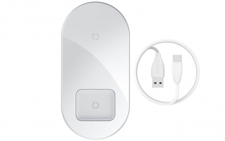 Купить Беспровоное ЗУ Xiaomi Baseus Simple 2 in 1 Wireless Charger белый