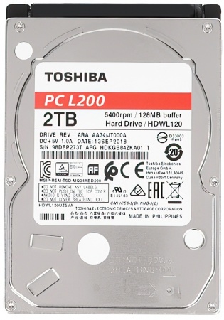 Купить Жесткий диск Toshiba L200 HDWL120UZSVA, 2ТБ, HDD, SATA III, 2.5"