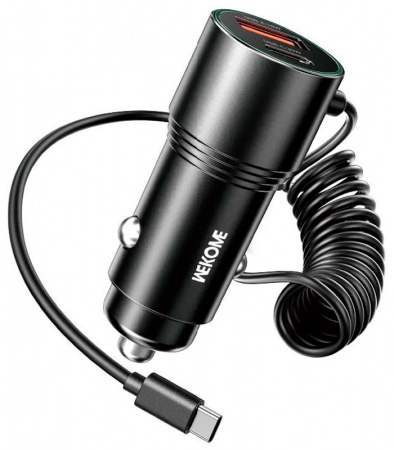 Купить Автомобильное зарядное устройство Wekome Pop Digital Series 66W Cabled Fast Car Charger (WP-C51) Black