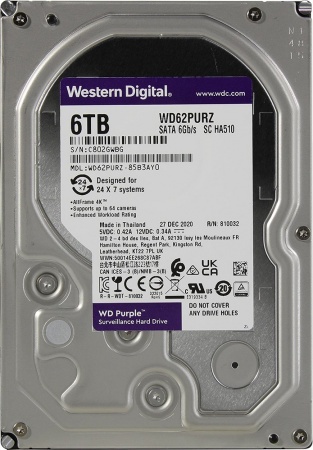 Купить Жесткий диск WD Purple WD62PURZ, 6ТБ, HDD, SATA III, 3.5"