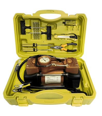 Купить Автомобильный компрессор с ремкомплектом для шин Car Air Сompressor Kit 2 in 1 Yellow