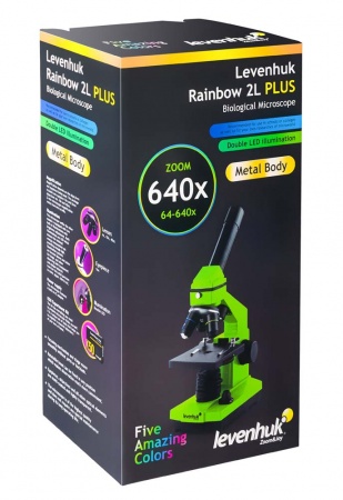 Купить (RU) Микроскоп Levenhuk Rainbow 2L PLUS Lime\Лайм