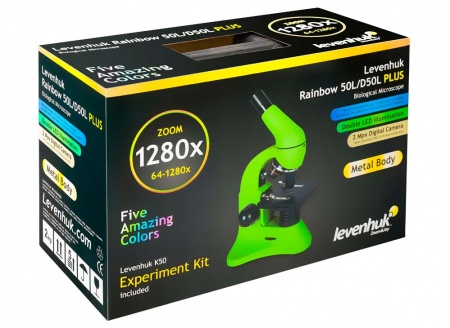 Купить (RU) Микроскоп Levenhuk Rainbow 50L PLUS Lime\Лайм
