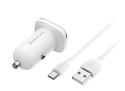 Купить АЗУ 1USB 3.0A QC3.0 Быстрая зарядка для Type-C Borofone BZ12Aa Белый