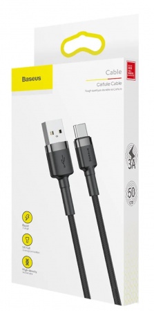 Купить Baseus Cafule Cable USB For Type-C 3A 1M Gray - Black (CATKLF-BG1)
