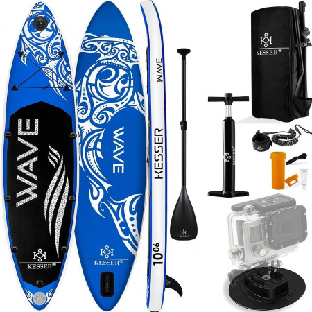 Купить Сап доска для плавания и серфинга с насосом и рюкзаком Kesser Inflatable SUP Board 380*75*15 Wave Blue