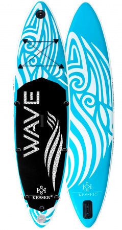 Купить Сап доска для плавания и серфинга с насосом и рюкзаком Kesser Inflatable SUP Board 366*75*15 Wave Light Blue 