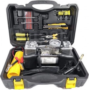 Купить Автомобильный компрессор с ремкомплектом для шин Car Сompressor Kit 2in1 Black