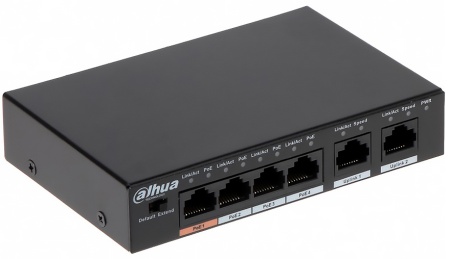 Купить 4-портовый неуправляемый коммутатор с РоЕ Dahua DH-PFS3006-4ET-60
