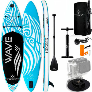 Купить Сап доска для плавания и серфинга с насосом и рюкзаком Kesser Inflatable SUP Board 366*75*15 Wave Light Blue 