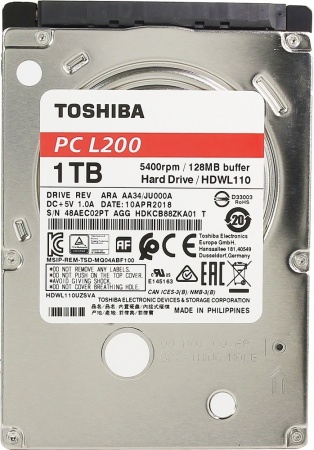 Купить Жесткий диск Toshiba L200 Slim HDWL110UZSVA, 1ТБ, HDD, SATA III, 2.5"