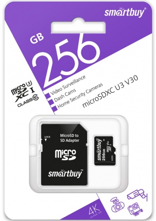 Купить Карта памяти SmartBuy microSDXC 256Gb Class10 U3 V30 (SB256GBSDCCTV)