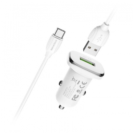 Купить АЗУ 1USB 3.0A QC3.0 Быстрая зарядка для Type-C Borofone BZ12Aa Белый