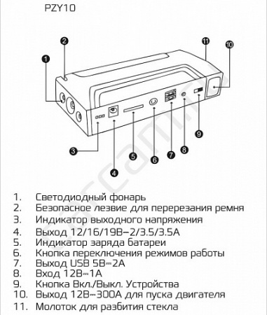 Купить Пуско-зарядное устройство CARCAM JUMP STARTER PZY-10